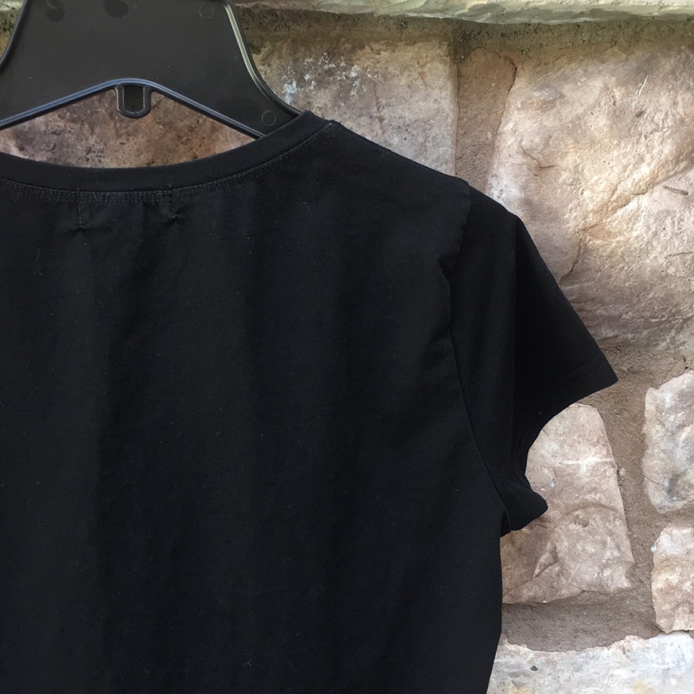 Anna Sui Short Sleeve Orange Flower Black T-shirt size Small Medium - Picture 8 of 10